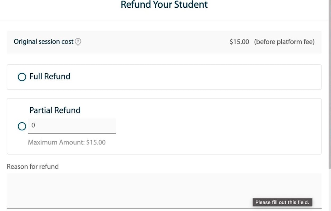 mentor db session refund form