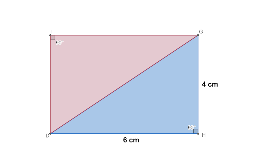 A 4x6 rectangle divided into right triangles across its diagonal