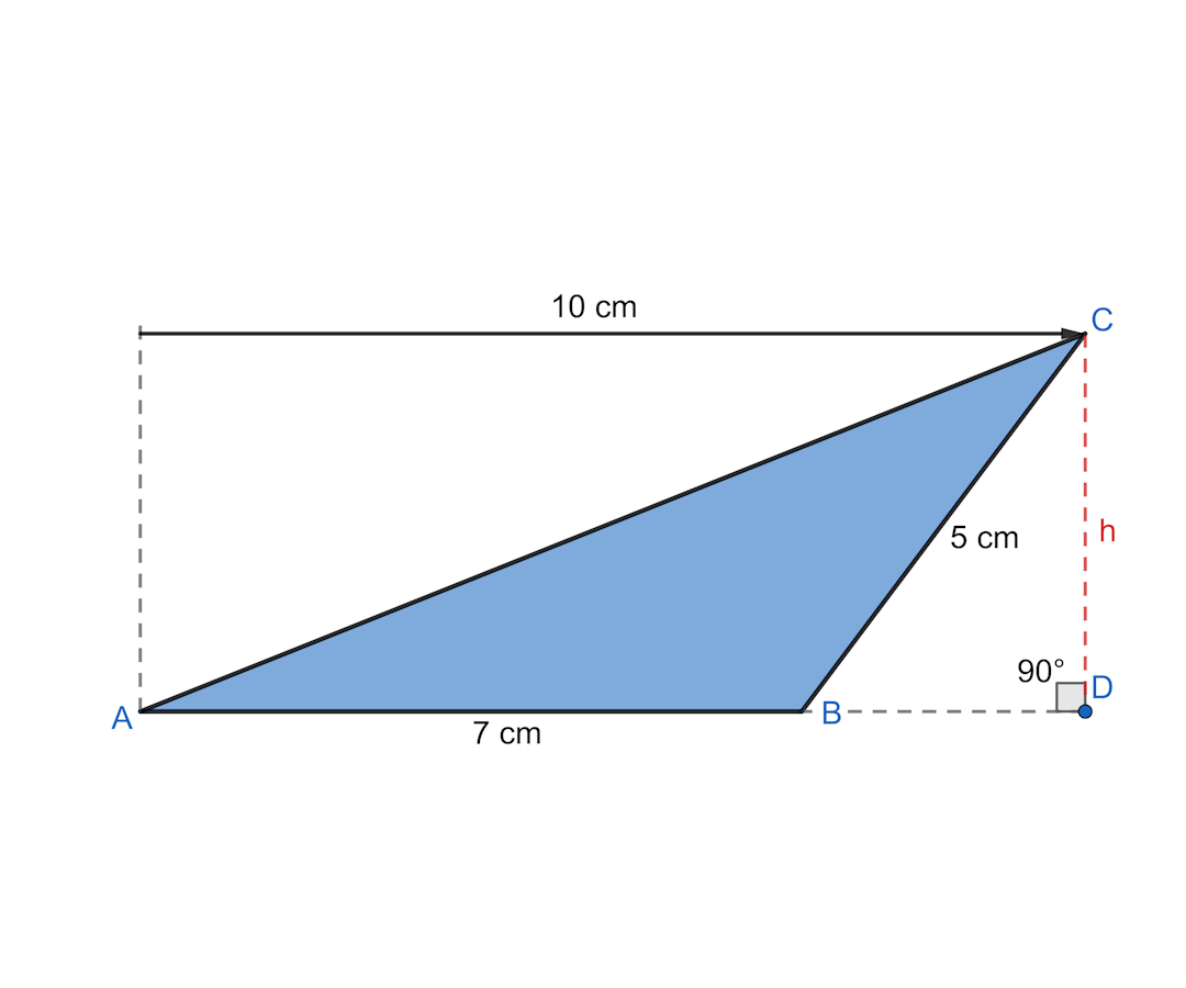 An obtuse angle triangle with perpendicular height marked
